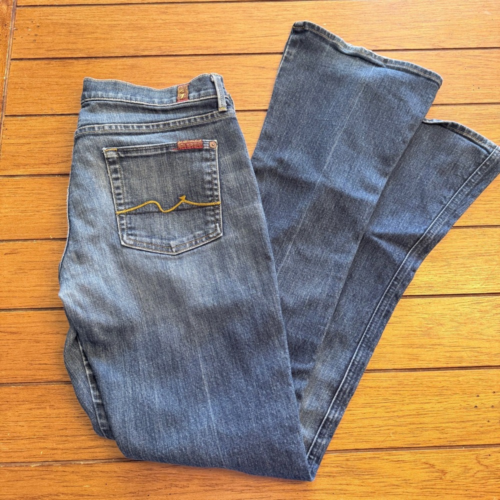 7 For All Mankind Kaylie Slim Flare Jeans Blue Wash Size 30 Womens Denim